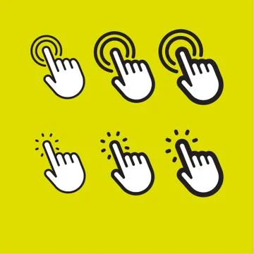 Clicking finger icon, hand pointer vector Stock Illustration
