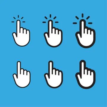 Clicking finger icon, hand pointer vector Stock Illustration