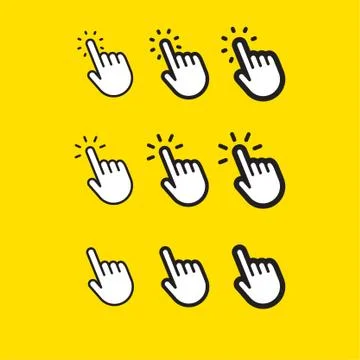 Clicking finger icon, hand pointer vector イラスト素材