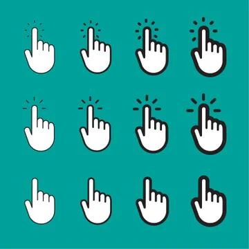 Clicking finger icon, hand pointer vector Stock Illustration