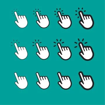 Clicking finger icon, hand pointer vector イラスト素材