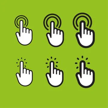 Clicking finger icon, hand pointer vector Stock Illustration