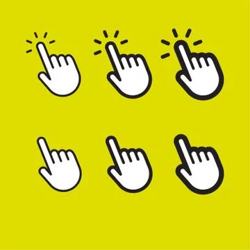 Clicking finger icon, hand pointer vector Stock Illustration