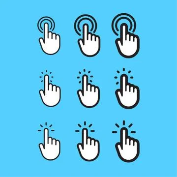 Clicking finger icon, hand pointer vector Stock Illustration