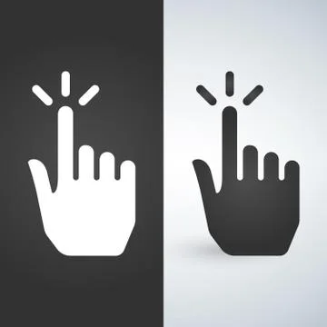 Clicking hand pointer icon black and white version, vector illustration isola Illustrazione stock