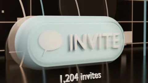 Clicking large cursor causing ripple, updating pill INVITE badge on glossy floor Stock Footage 339194078