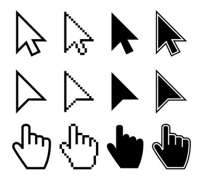 Clicking mouse cursors, computer finger pointers vector set Stock Illustration