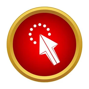 Clicking mouse pointer over button with gold circle 库存插图