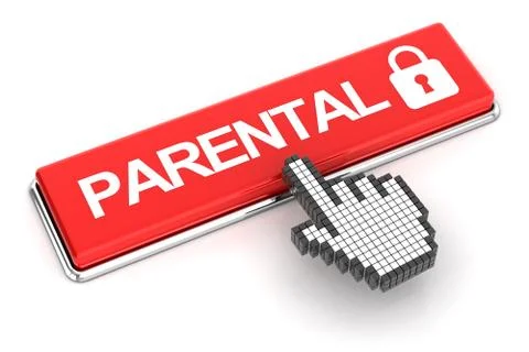 Clicking a parental lock button, 3d render Stock Illustration