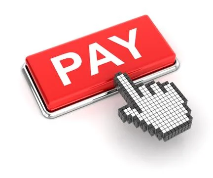 Clicking on pay button, 3d render Stock Illustration