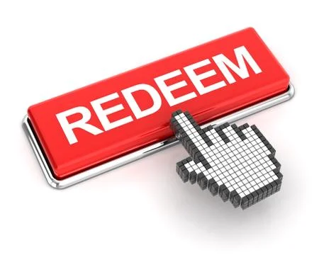 Clicking a redeem button, 3d render Stock Illustration
