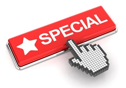 Clicking on special button, 3d render Stock Illustration