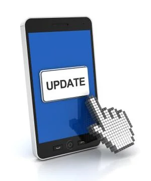 Clicking update button on a smartphone, 3d render Stock Illustration