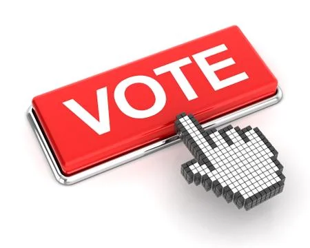 Clicking on vote button, 3d render Stock Illustration