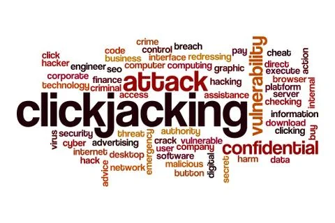 Clickjacking word cloud concept Illustrazione stock