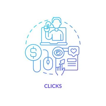 Clicks blue gradient concept icon Stock Illustration