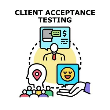 Client acceptance testing evaluating customer experience icon 스톡 일러스트