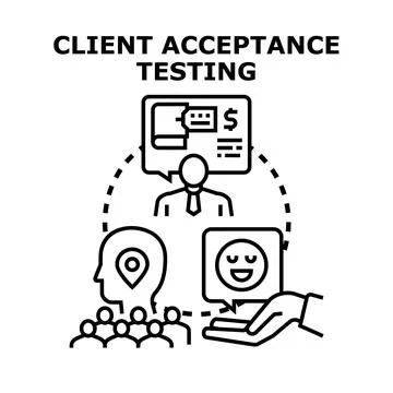 Client acceptance testing evaluating customer experience icon Stock Illustration