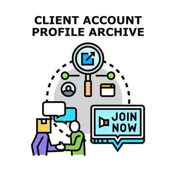 Client account profile archive with digital interaction イラスト素材
