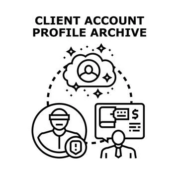 Client account profile archiving and data management Stock Illustration