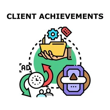 Client achievements concept displaying business strategy development Stock Illustration