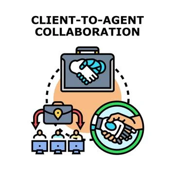 Client agent collaboration connecting digital business partnership Stock Illustration