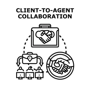 Client agent collaboration connecting digital business partnership Stock Illustration