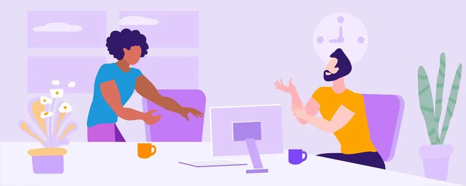 Client agreement, men, conversation, work, vector illustration Stock Illustration