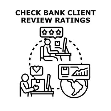 Client analyzing online reviews and service ratings Stock Illustration