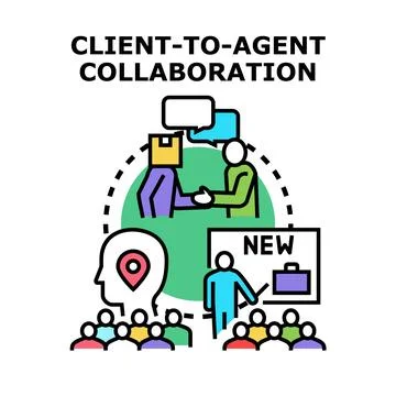 Client and agent collaboration concept working together Stock Illustration