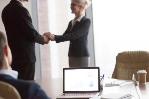 Client and executor shaking hand after successful deal Stock Photos