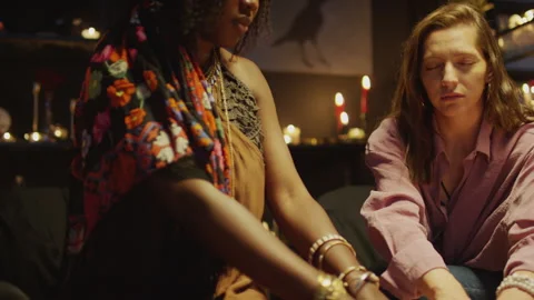 Client and Fortune Teller at Session with Ouija Board Stock Footage 247630679