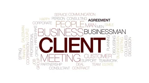 Client animated word cloud, text design animation. Kinetic typography. Stock Footage 75807181