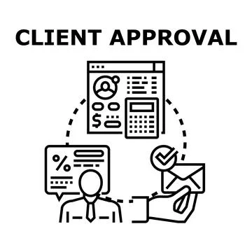 Client approval process completing financial transaction application Ilustración de archivo