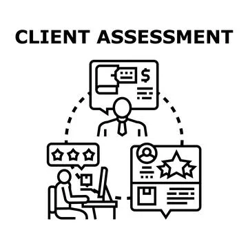 Client assessment concept with users giving feedback Stock Illustration