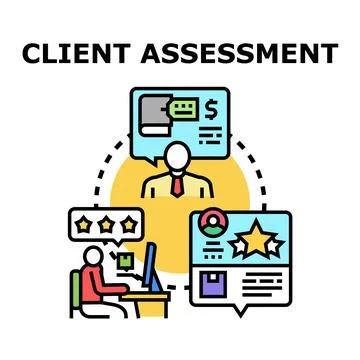 Client assessment concept with users giving feedback Stock Illustration