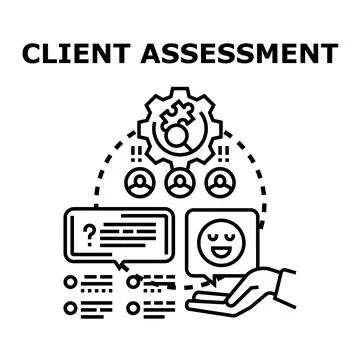 Client assessment identifying customer satisfaction and feedback Stock Illustration