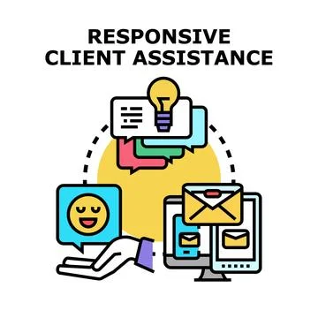 Client assistance concept receiving online support and feedback Stock Illustration