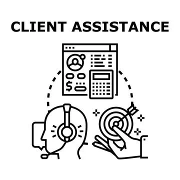 Client assistance concept receiving support from help desk 库存插图