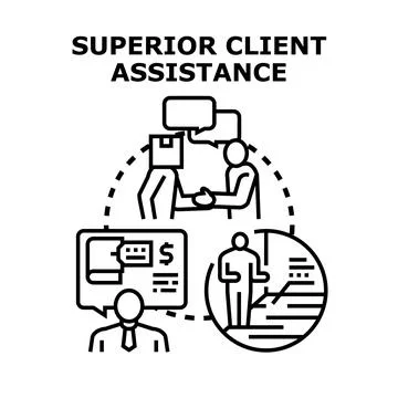 Client assistance concept vector delivering superior services 스톡 일러스트