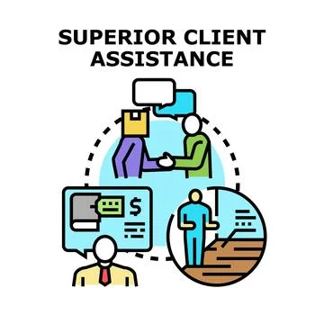 Client assistance concept vector delivering superior services 스톡 일러스트