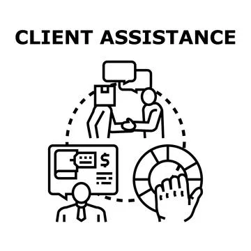 Client assistance helping with support and communication Stock Illustration