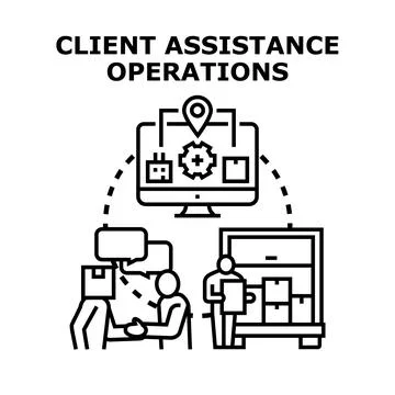 Client assistance operations providing customer support and logistics Stock Illustration