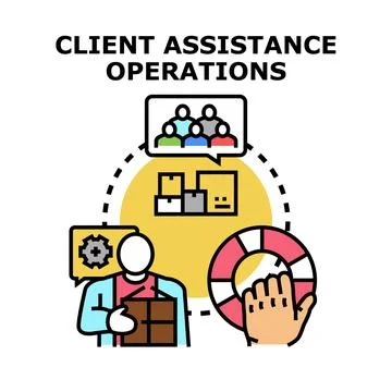 Client assistance operations providing support and solutions Stock Illustration