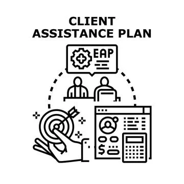Client assistance plan providing support and aiming goals Illustration