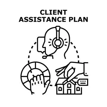 Client assistance plan providing support services concept Stock Illustration