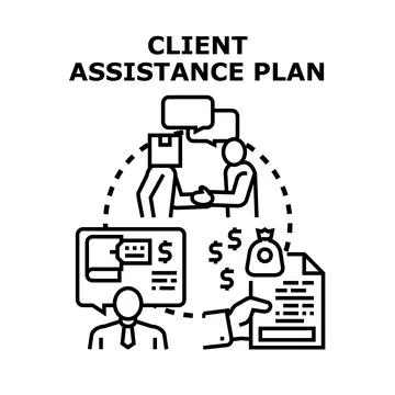 Client assistance planning offering support and business help Stock Illustration