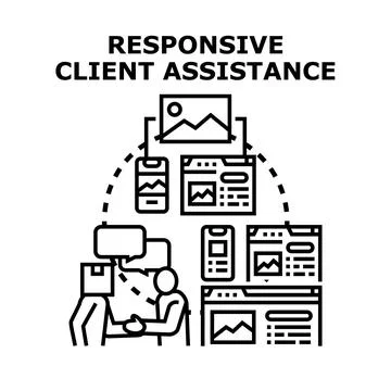 Client assistance supporting responsive digital platform experience Иллюстрация