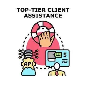 Client assistance vector concept delivering top tier support Stock Illustration