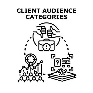 Client audience categories defining marketing demographic segmentation Stock Illustration